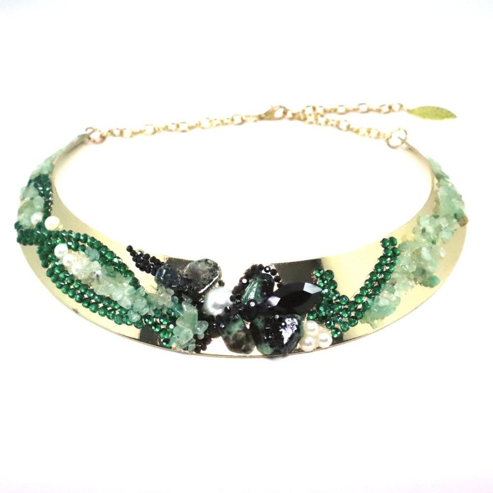 Green Flowers - Choker with Aventurine and Jade st